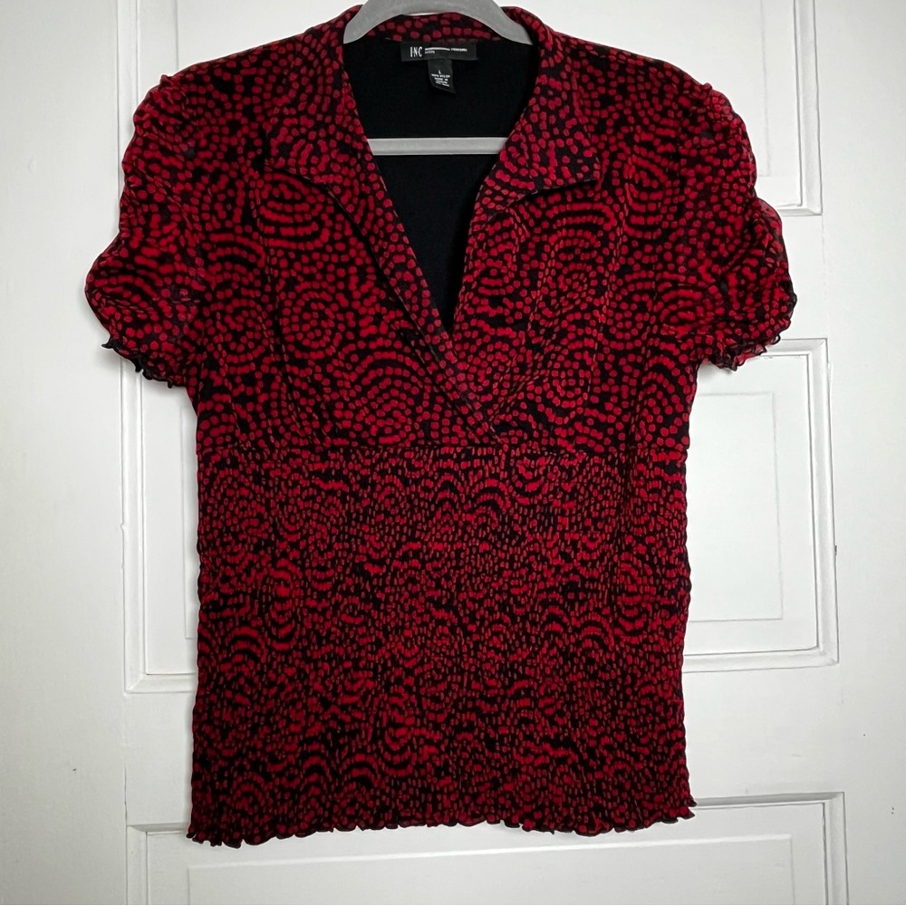Red and Black Elastic Ruched Elastic Torso By INC International Concept Size L